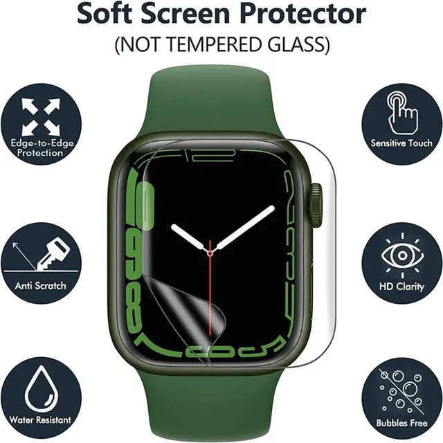 Film Hydrogel pour Apple Watch, Protecteur d'écran pour Apple Watch Ultra, 9 5 6 10 3 2 1, 40mm, 44mm, 42mm, 46mm, 49mm, 7mm, 8mm, 41mm, 45mm, 5 pièces 2