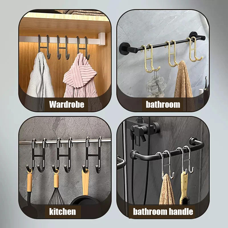 Description Picture 4 of itemStainless Steel Over Glass Door Shower Towel Rack S-Shape Bathrobe Hanger Holder Hooks Shower Door Back Hook Bathroom Accessorie