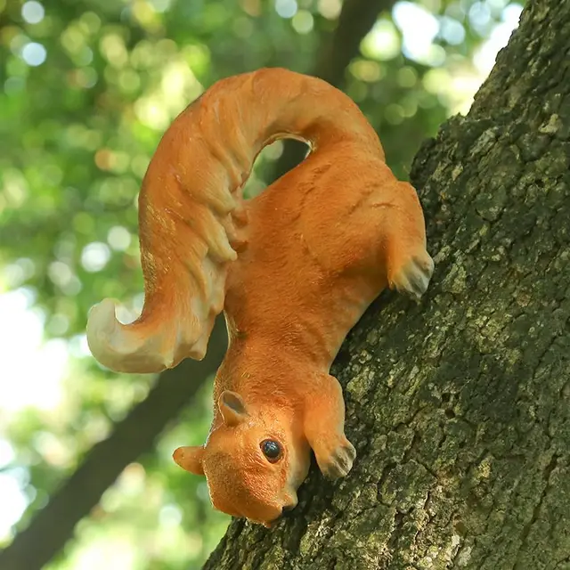 Kreatív Ág Kerti Udvari Dekoráció Fa Dekoratív Díszek Mókus Állati Szimulációs Szobor Kültéri - Image 3