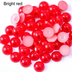 Colorful Imitation Pearl Flatback Beads for Nail Art and DIY Crafts (Red)