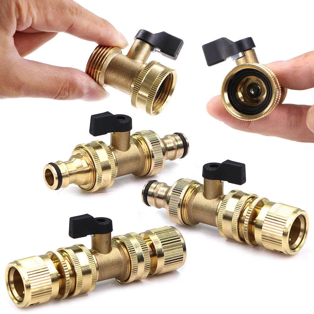 

16mm 3/4" Brass Ball Balve Hose Adapter Quick Connector Movable Joint for Garden Irrigation Watering Coupling Extender Shut Off