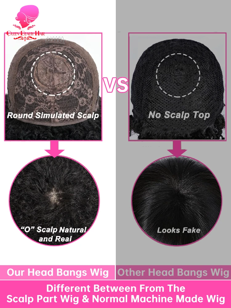 Silk Base Human Hair Wig With Bangs Brazilian Afro Kinky Curly Silk Base Deep Wave O Scalp Glueless Human Hair Wig Wear And Go