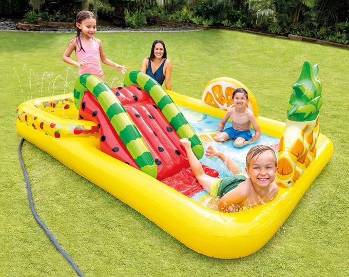 Watermelon Slide Inflatable Swimming Pool Paddling Pool Baby Ocean Ball Slide Toy Water Park Toy Gift for Kids