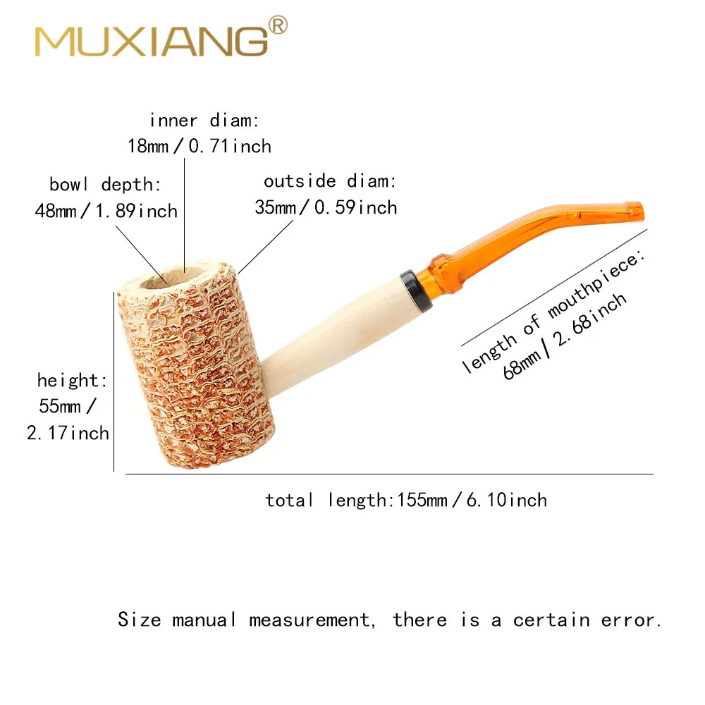 Tobacco Pipe Corncob Pipes Corn Tobacco Pipe Straight Cigarette Pipes Practice Smoking Pipe Smoking Cigarette Holder Mouthpiece Accessory