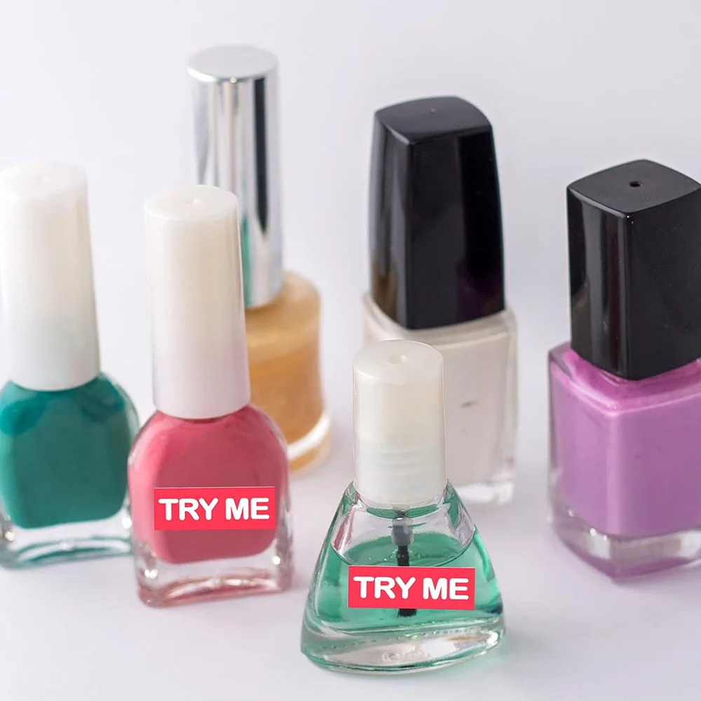 Try Me Stickers Tester Sample Label for Cosmetics Pink Sample Stickers 1.25x0.5inch 500Pcs