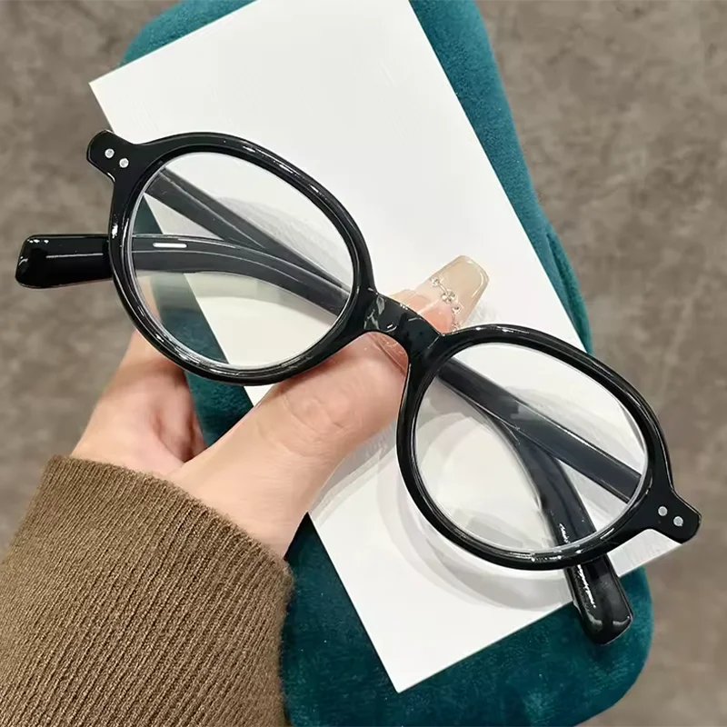 Ovaler Rahmen, grüne Schildpatt-Lesebrille, Retro-Lesebrille mit kleinem Rahmen, blaues Licht blockierende Augenschutzbrille (ohne Brillenetui). – Detail 4