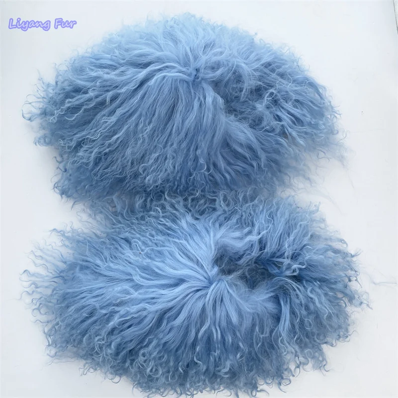 

Fall Winter Fashion House Indoor Outdoor Mongolian Fur Slide Sandles Fluffy Women Sheep Fur Slippers