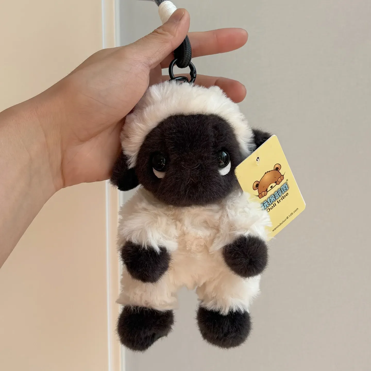 Niedlicher Valais Blacknose Schaf Plüsch-Schlüsselanhänger Weiches Stofftier Taschenanhänger Kawaii Schwarzes Gesicht Lamm Plüschtier für Rucksack-Deko Mädchen