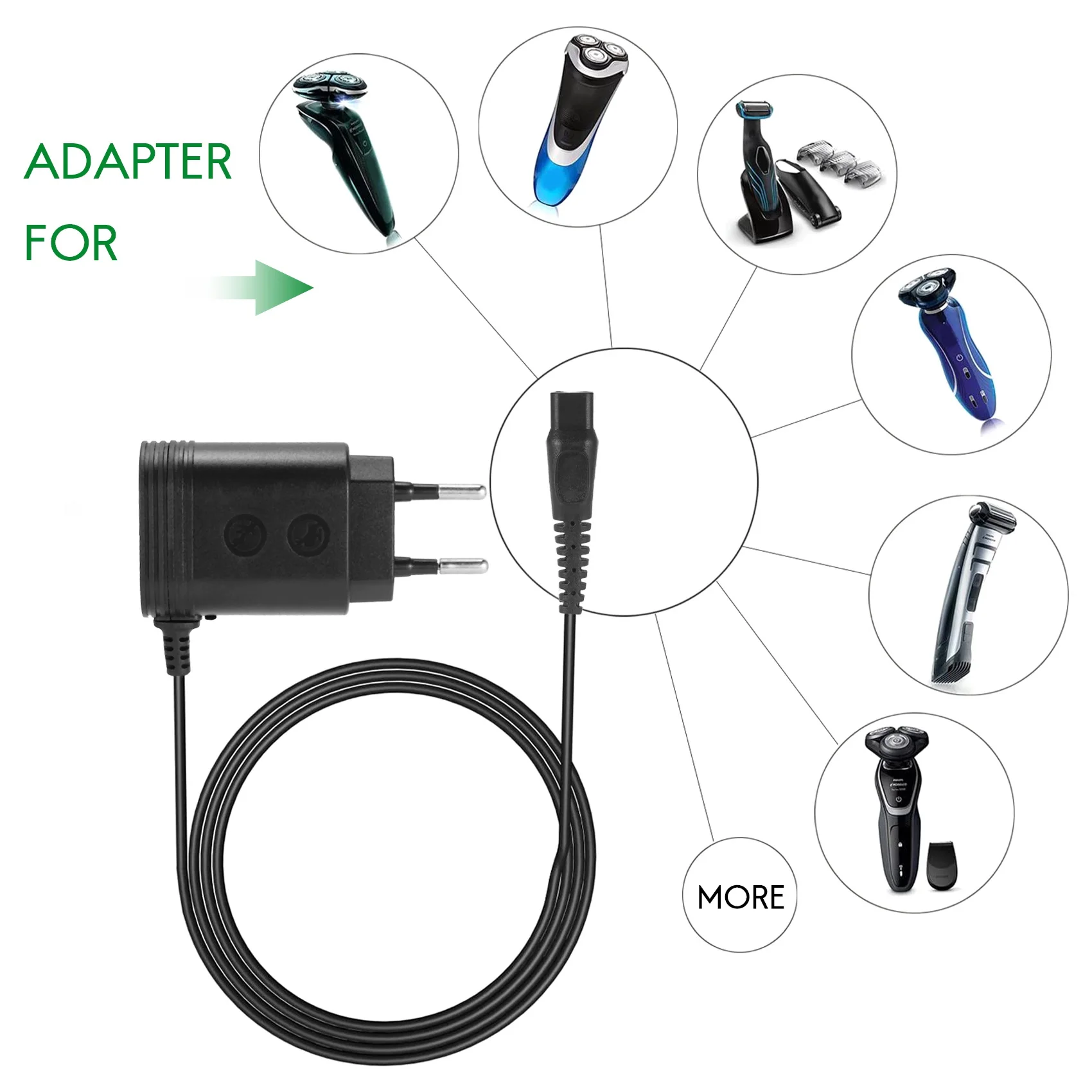 15V HQ8505 Charger Power Supply Adapter Cord EU Plug for Philips OneBlade QP6520 QP6510 Shaver Razor shaver charger adapter
