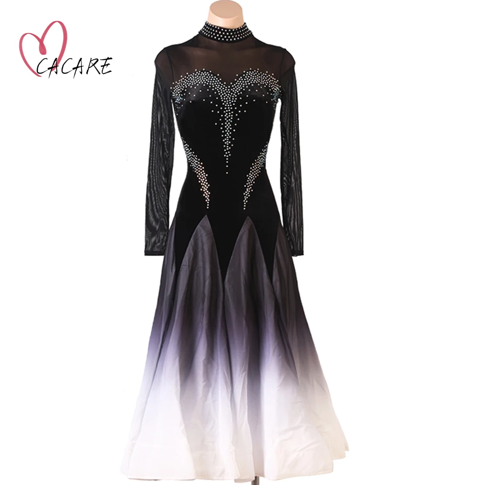 CACARE Ballroom Dance Competition Dresses Customize Waltz Dress Standard Dance Dresses Elegant Flamenca D1234 Big Hem