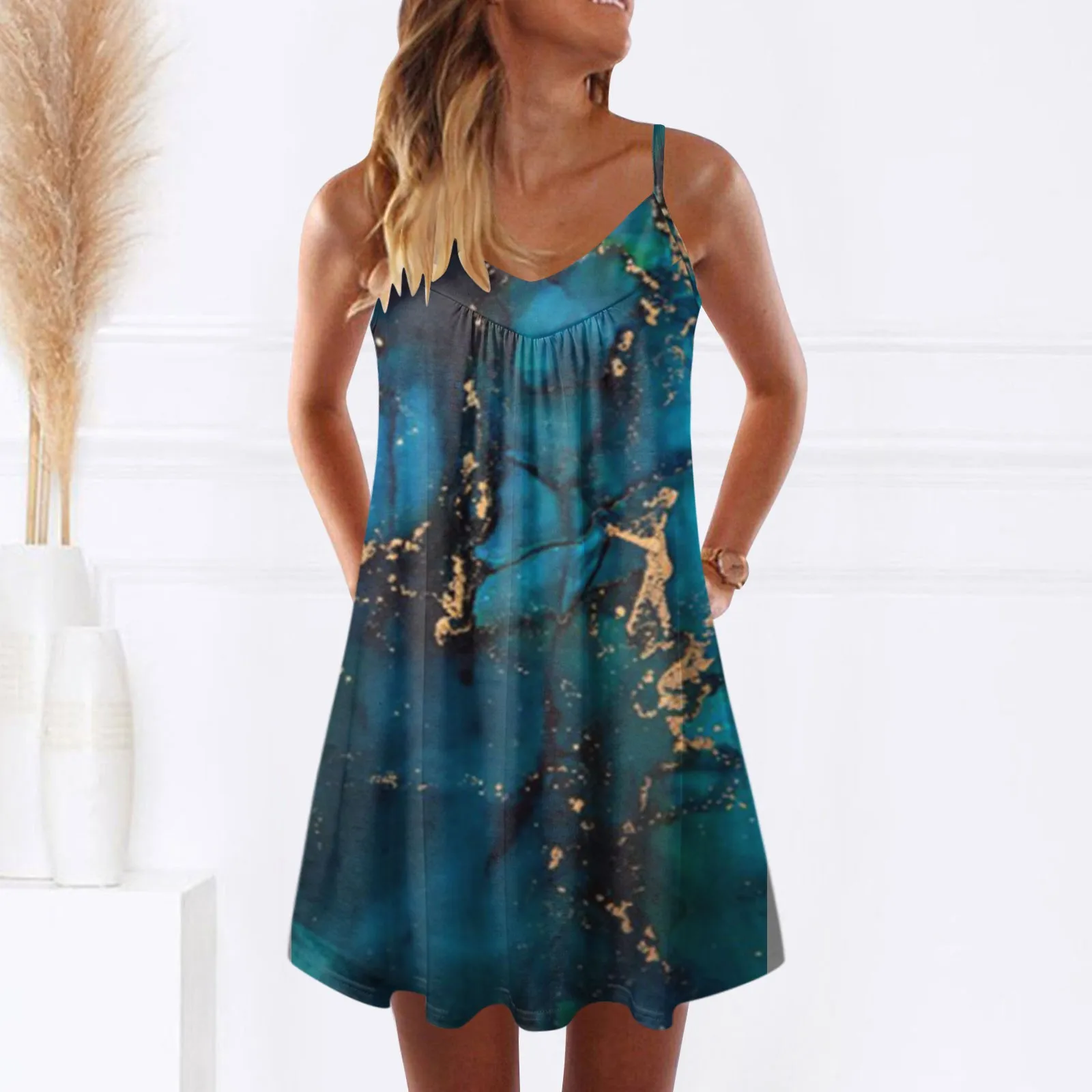 

Mini Dress For Women Fashion Bohemian Beach Dresses Party Evening Sexy Strap Dress Sleeveless Casual Sundress Mini Summer 2023