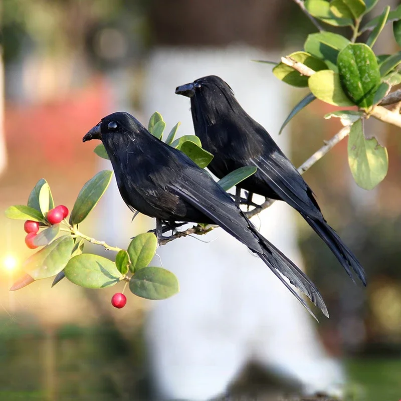 Halloween Simulation Artificial Black Bird Crow Model Raven Animal Prop Holiday Party Supplies Miniatures Home Garden Decor