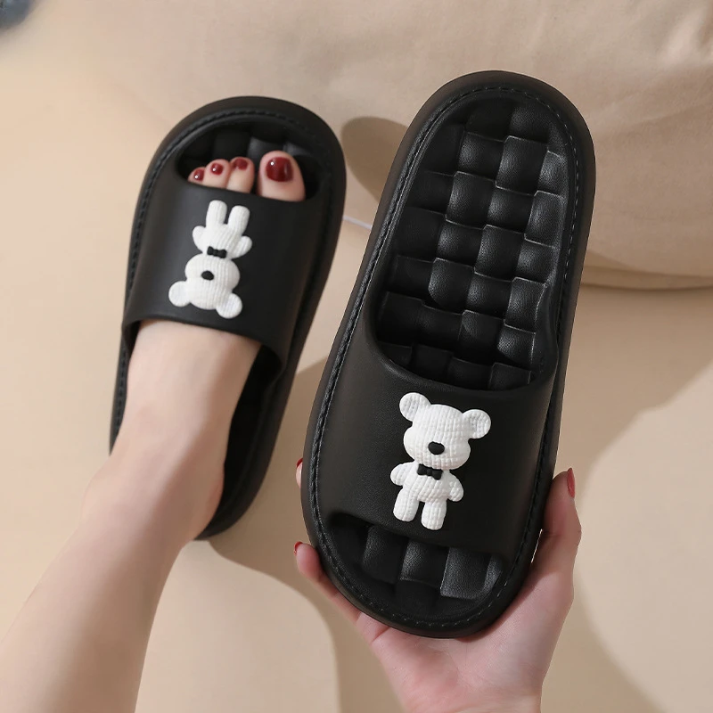 New Couples Slippers Thick Bottom Non-slip Bathroom Cute Women Sandal Indoor Outdoor Summer Home Comfortable Shoes