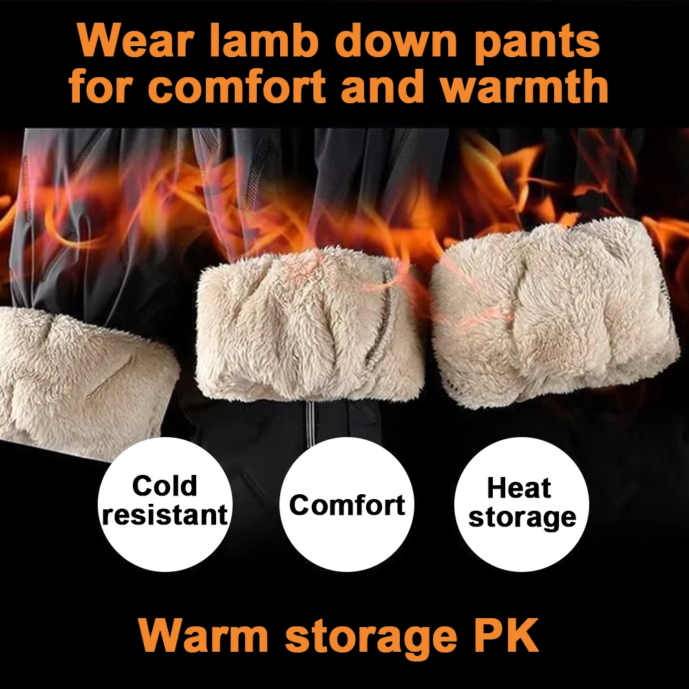 Men Fleece Sweatpants Pant with Zipper Pockets Winter Warm Fleece Sweatpants Track Pants Waterproof for Winter Cycling Training