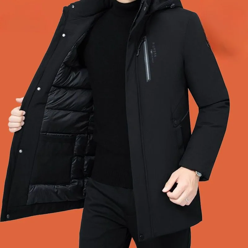 Dad Winter Clothes Coat Middle-Aged Cotton-Padded Coat Men Mid-Length Down Coat Middle-Aged Elderly Men Cotton Jacket