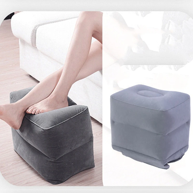 PVC Inflatable Travel Pillow Foot Rest Pillow Stool Kids Airplane Bed Car Bus Adjustable Three Layers Height Adult Flight Foot adjustable footrest