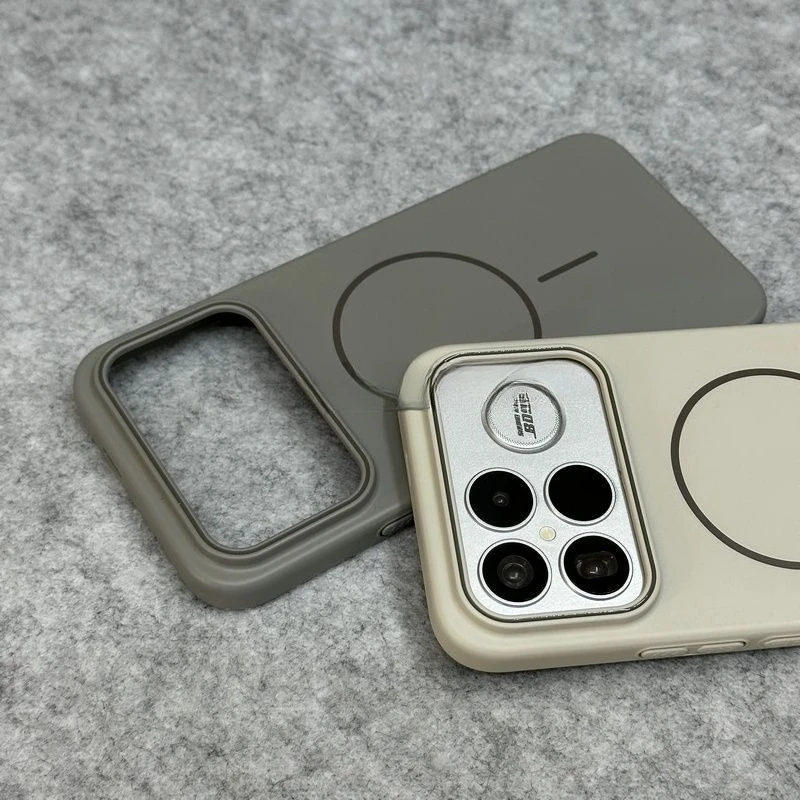 Magnetic Solid Color Liquid Silicone Shockproof Phone Case