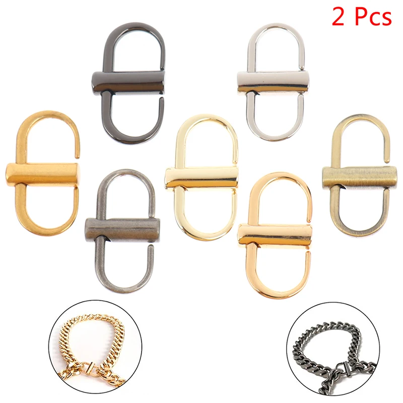 2X Adjustable Metal Buckle Clip Handbag Chain Strap Length Shorten Bag Accessory Chain Strap Adjustment Buckle