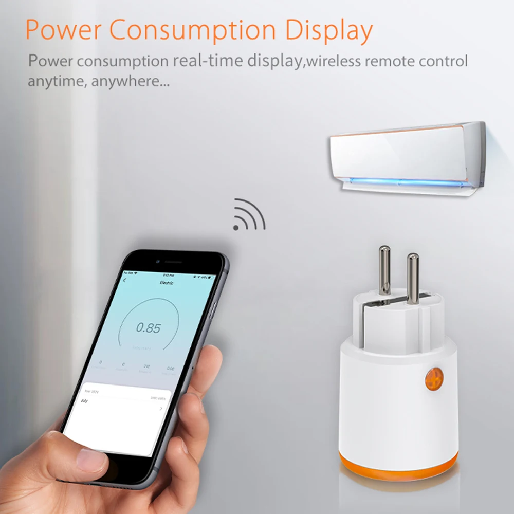 Tuya ZigBee 3.0 16A EU Plug Smart Home 3680W Power Monitor Timer Meter Compatiab