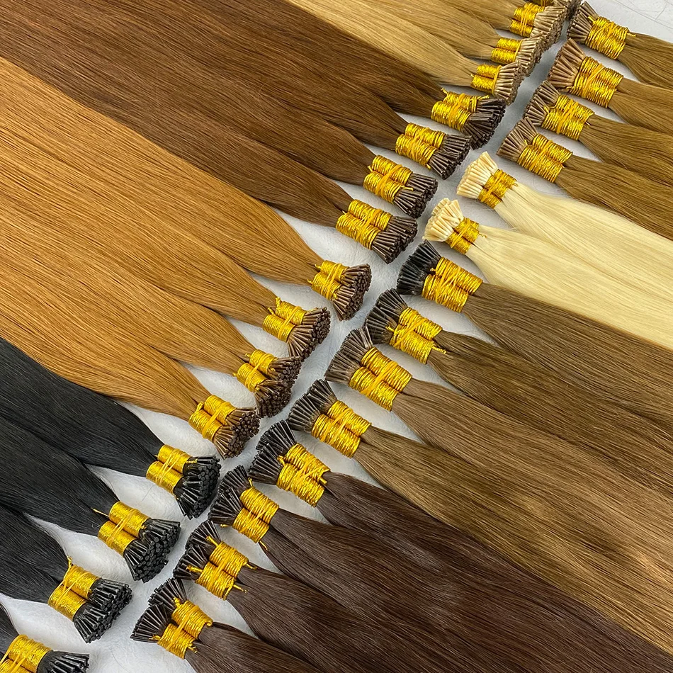 Straight I Tip hair Extensions Human Hair Natural for Women 613 Bundles Original Human Hair 30 inch Remy Extension