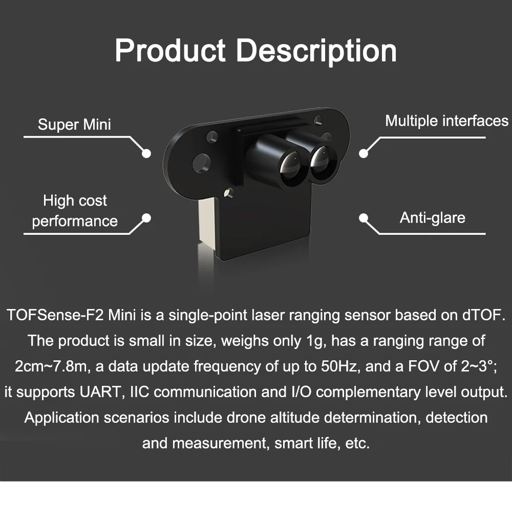 TOFSense-F2 Mini LiDAR Ranging Laser Distance Measurement Sensor Radar Module UA