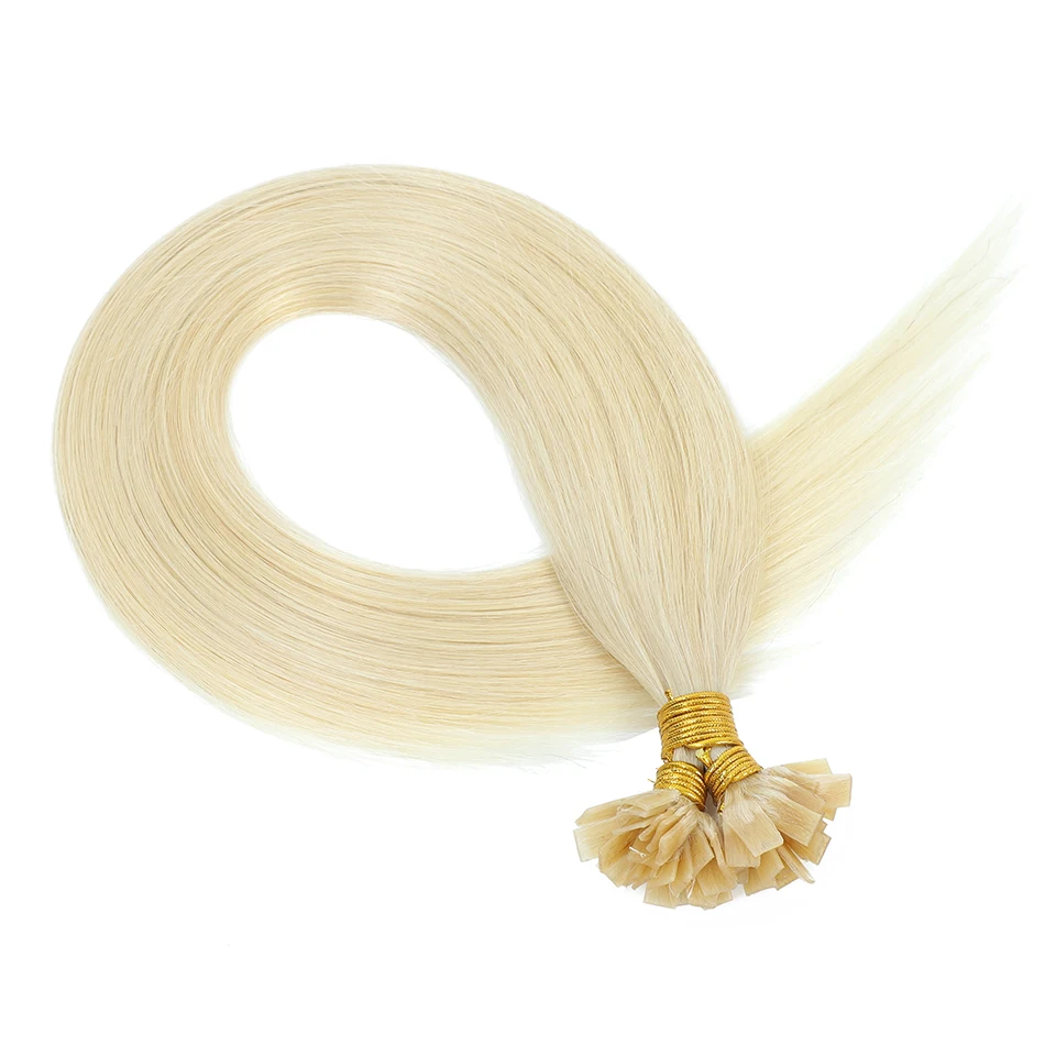 

Straight Flat Tip Human Hair Extensions Keratin Hair Blonde Color Pre Bonded Flat Tip Remy Hair Extension Capsule Fusion Hair