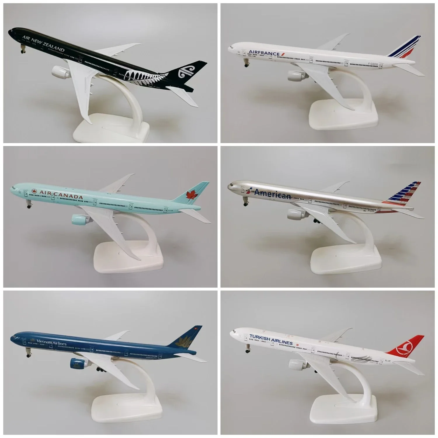 19CM Alloy Canada NEW Zealand France American QATAR Turkish Boeing B777 Airlines Airplane Model Plane Diecast Aircraft w Wheels