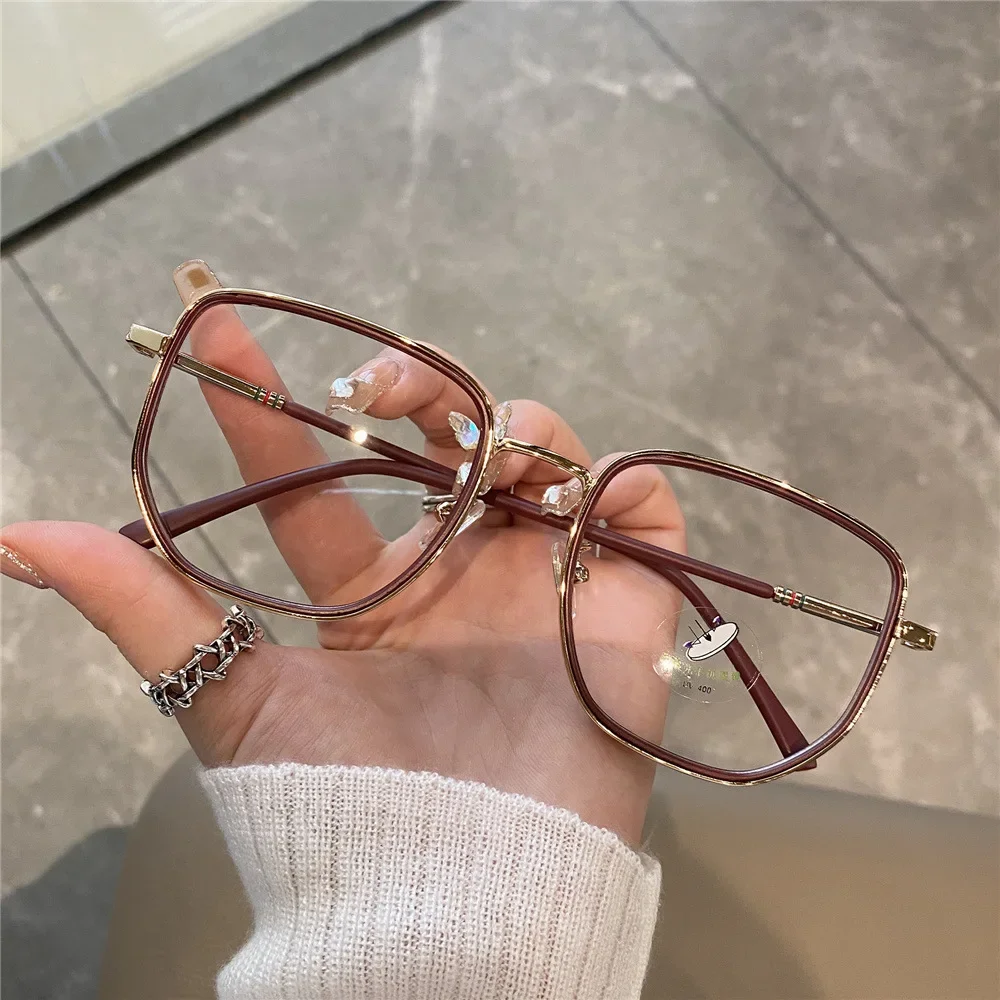 Myopia Glasses Anti Blue Light  White Korean Style Large Frame Glasses Fashion Girls Transparent Glasses Leopard Glasses 5