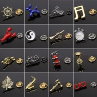 High Quality Men's Lapel Pin Golden Noveltly Brooch Sax Music Mote Eagle Beard Shirt Collar Necktie Pin Jewelry Accessories Gift