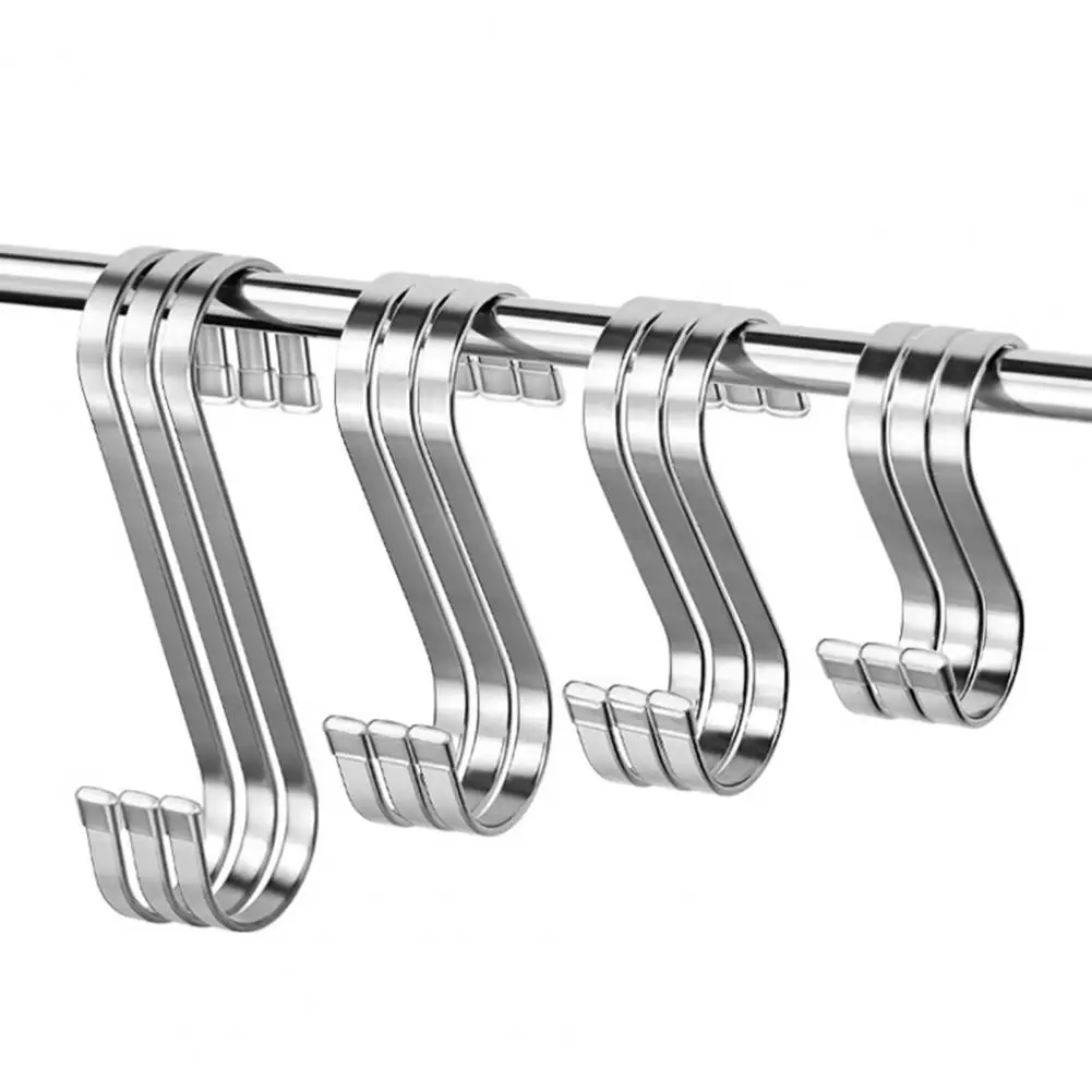 

Big Size Stainless Steel S Shaped Hook Clothes Towels Hanging Hook Bathroom Kitchen Railing S Hanger Hook Clasp Holder Hooks