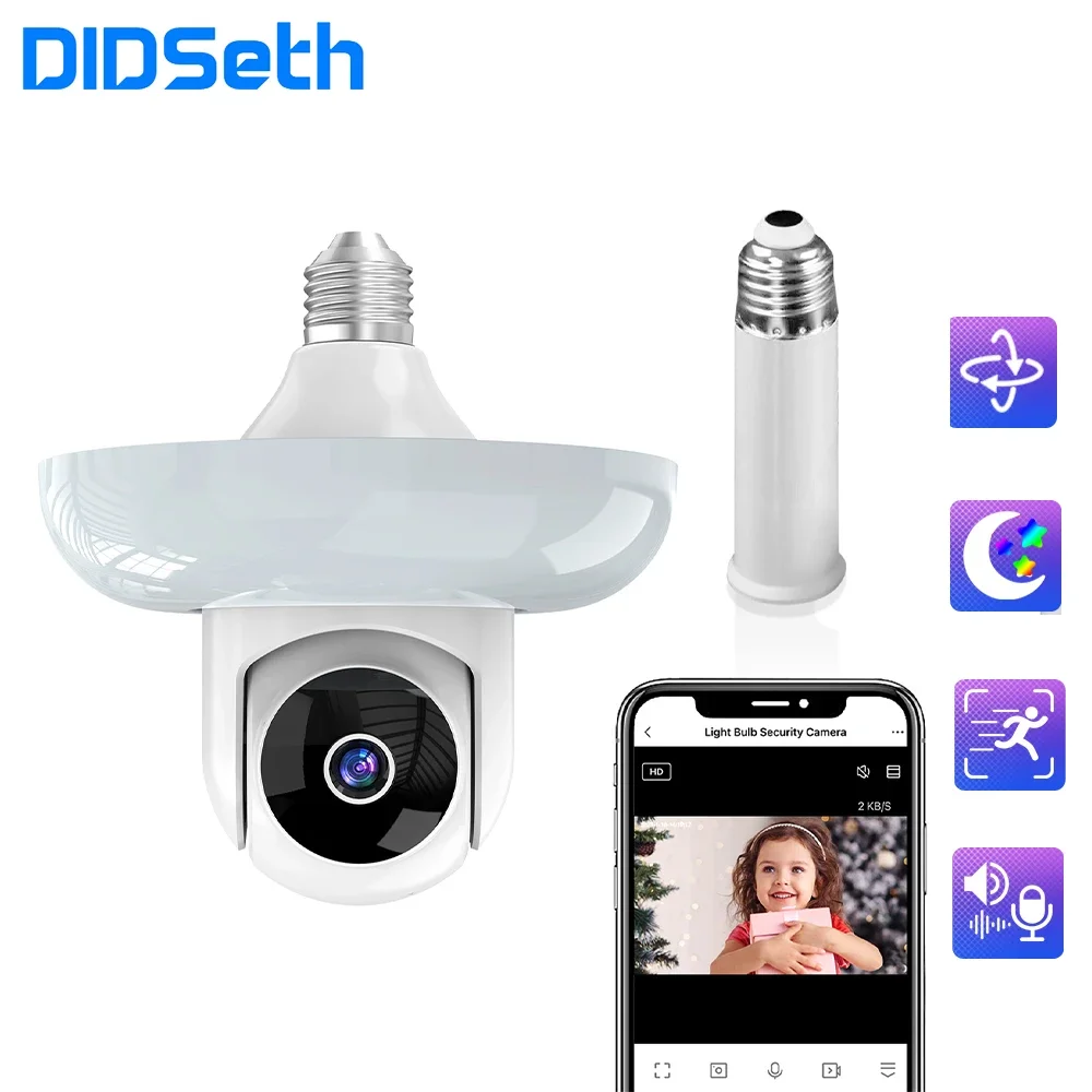 Didparka E27 5Mp Light Camera Wifi Cctv Security Ip Camera Ai Humanoid Filter Push Color Night Vision Surveillance