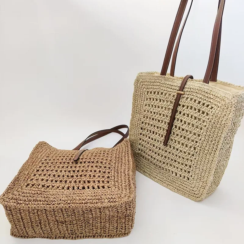 Summer Large Capacity Tote Bag Women Shoulder  Handmade Woven Fresh Rural Handheld Grass Woven Women Bag