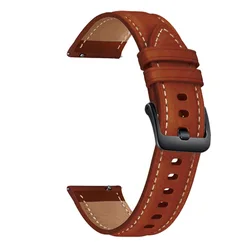 Premium 22mm Leather Watch Strap Bracelet - Replacement Accessory - Amazfit GTR 47mm (Brown 1)