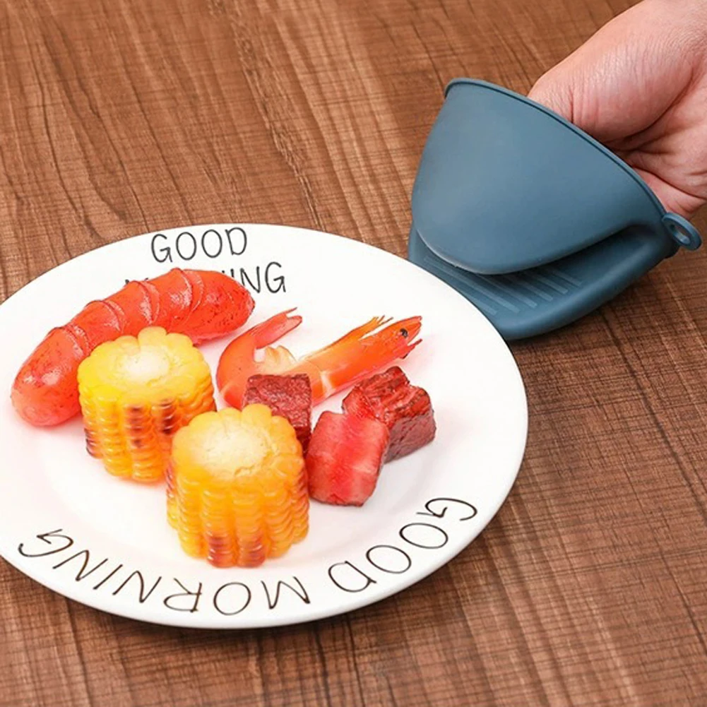 6-2pcs Silicone Oven Mitts Heat Resistant Anti Scalding Non Slip Gloves Cooking Baking