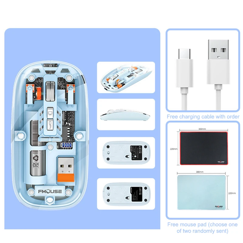 M233 Transparent Magnetic Mouse Triple Mode 2.4G Bluetooth 