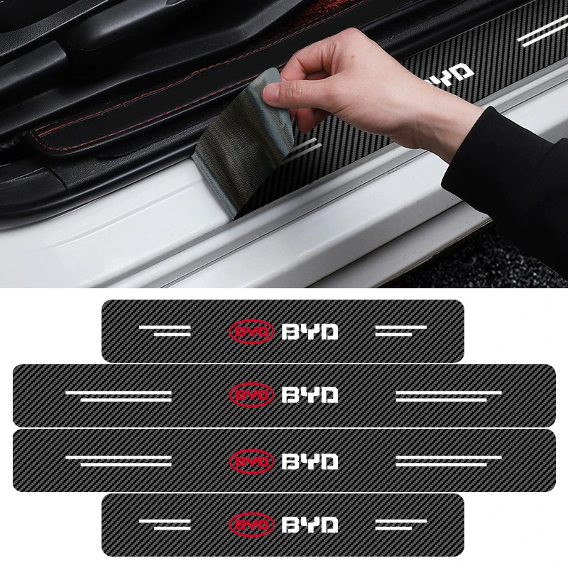

4pcs Car Door Threshold Protection Film Sticker Car Styling For BYD F3 F0 S6 Battery Tang Suragical Mask EV 2021 G3 F3R Lithium