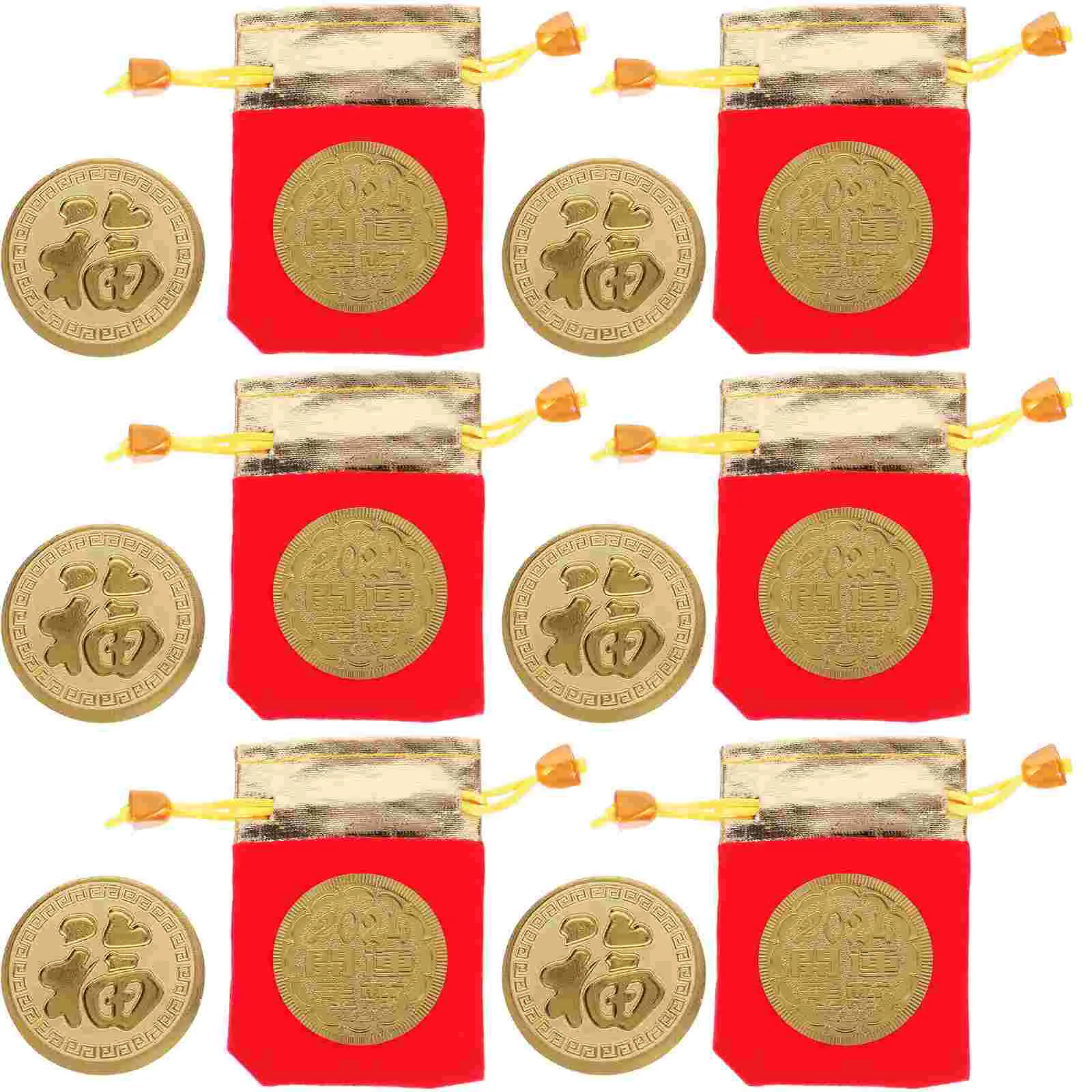 

6 Pcs The Gift Year of Dragon Gold Coin 2024 Commemorative Coins Collecting Decorative Gifts Chinese Traditional Small Ornament