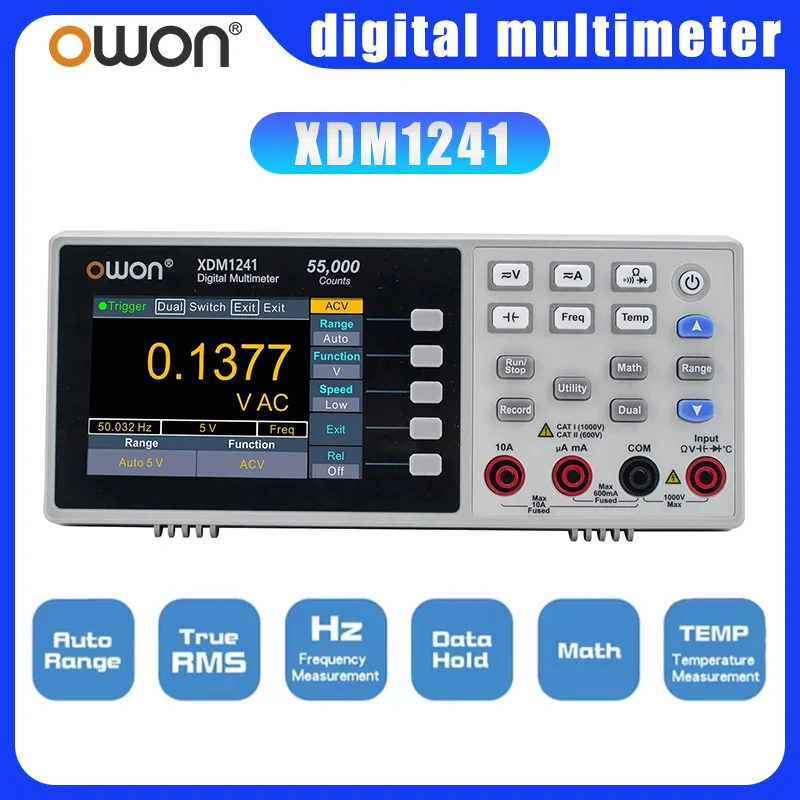 Digital Multimeter OWON XDM1041 XDM1241 Digital Multimeter USB Multimeter Tester Portable Benchtop True RMS DC/AC Current Voltage