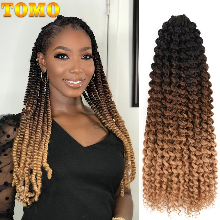 TOMO Passion Twist Crochet Hair Synthetic Curly Braiding Hair Extensions for Women 14 18 22Inch 22Strands Spring Twist Braids natifah ombre hair extensions crochet spring twist 8 inch 100g crochet braid synthetic braiding hair pre stretched passion twist