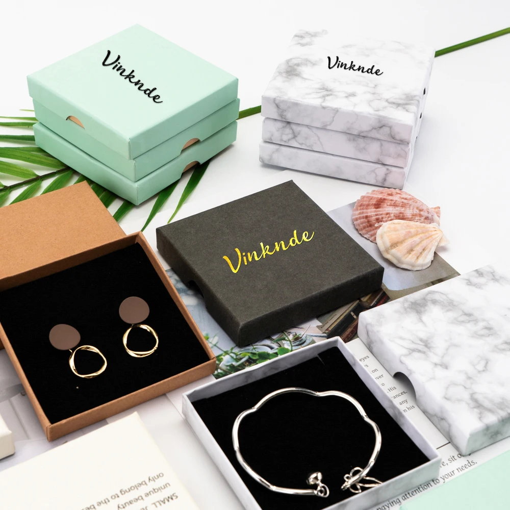 Jewelry Kraft Box DIY Custom logo Ring Necklace Earrings Bracelet