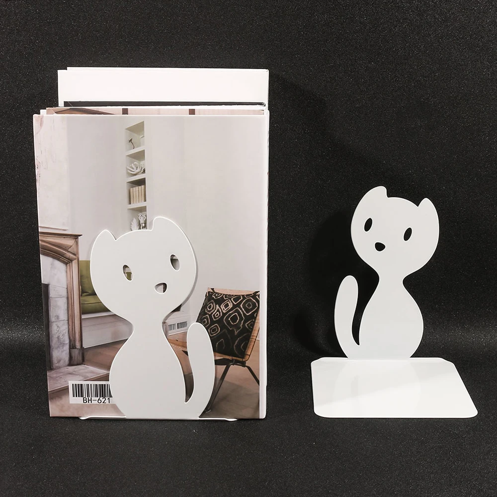 Cute Cat Book Ends Heavy Book Stand Shelf rack Iron Bookends Home Desk Stationery Stand Iron 2 Pcs book holder,book stand,book terminal