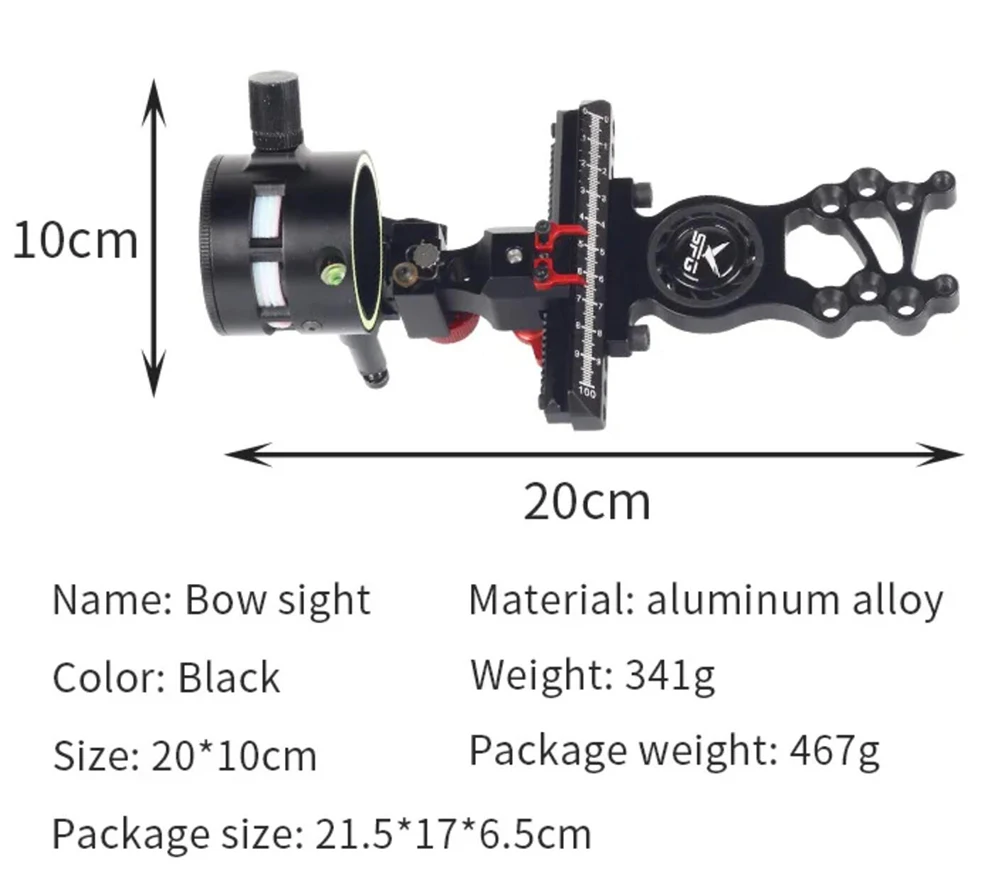 SPG Aluminum Alloy High Precision Adjustable Single Pin Compound Bow Sight Archery Shooting Hunting Accessories archery bow sight