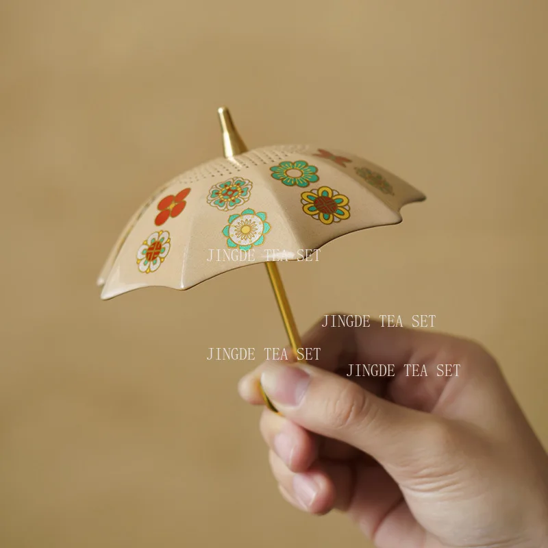Ceramic Umbrella Tea Filter Set Creative Tea Separation Filter Home Desktop Decoration Ornaments Tea Ceremony Accessories