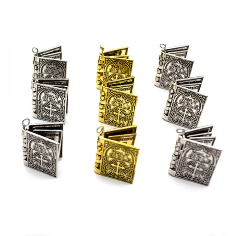 Stylish Gold/Silver Christian Plaque Bible Keychain, Zinc Alloy Rust-Proof Material, Religious Statement Piece