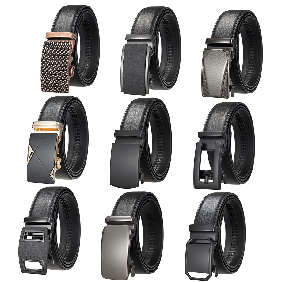 

Plyesxale New Brand Fashion Mens Belt Cowskin Genuine Leather Belts Black Formal Automatic Buckle Luxury Designer Belt Men B1543