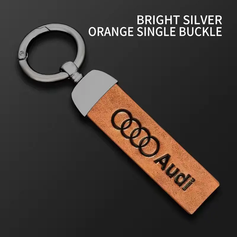 Premium Leather Keychain with Car Logo Keyring Accessory