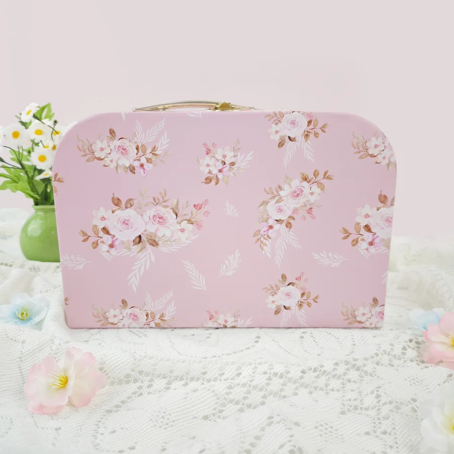 2 Stück Koffer Geschenkbox Vintage Blumenserie Aufbewahrungsbox Kosmetik Schreibwaren und Schmuckaufbewahrung Geburtstagsgeschenk Festival Box – Detail 6