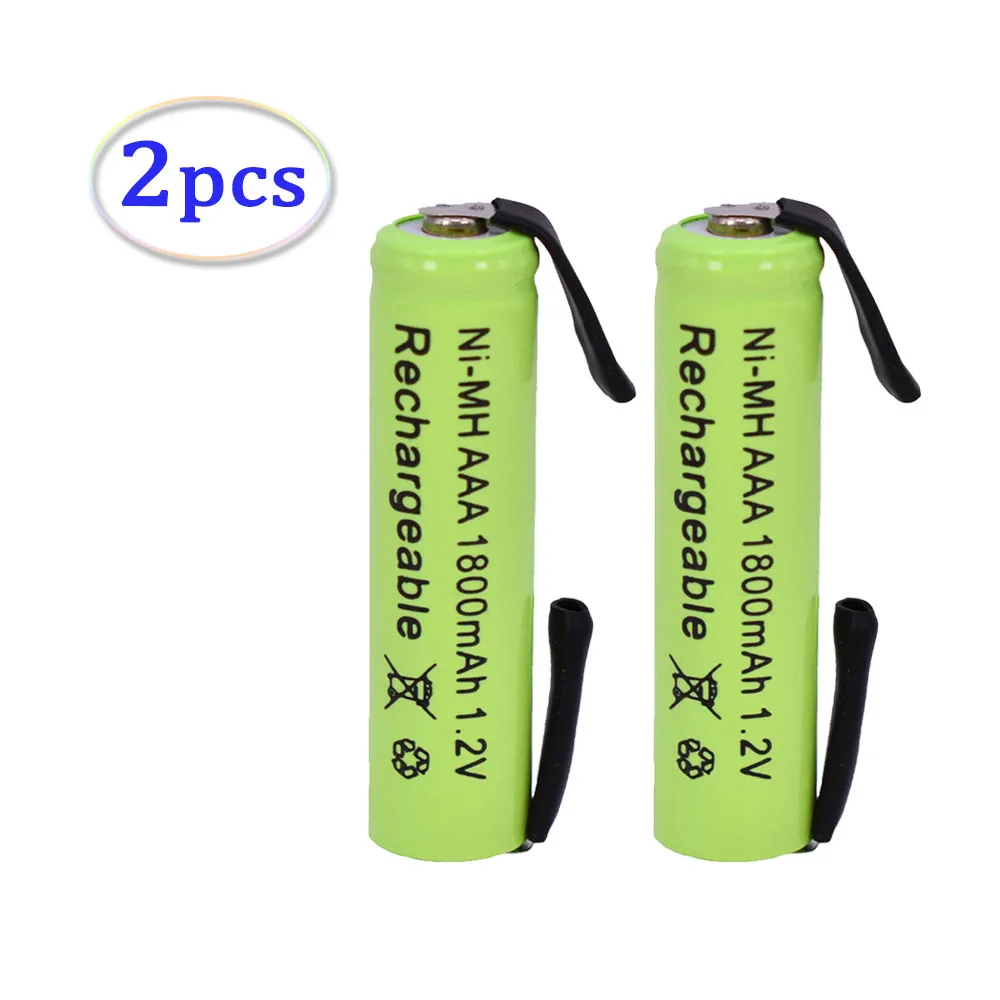 AAA 1.2V 1800mAh  Ni-MH with Solder Tabs rechargeable battery cell, for Electric Shaver, Razor, Toothbrush