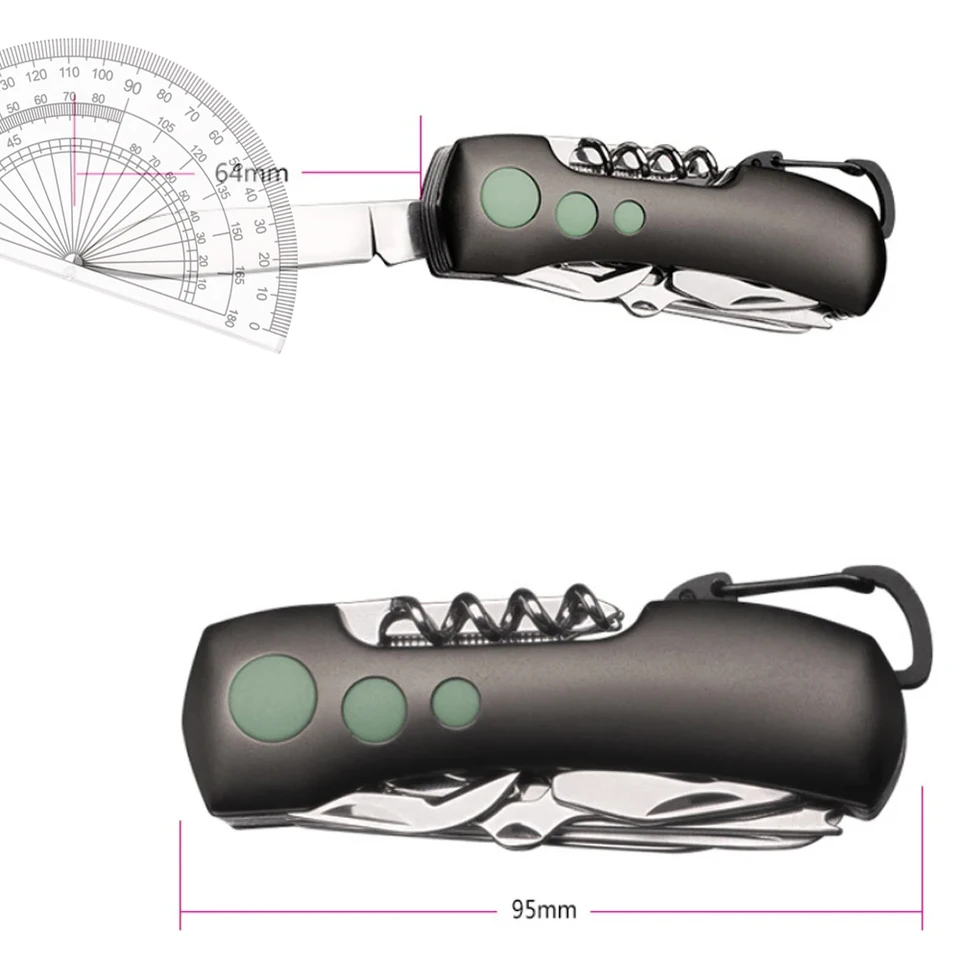 15 in 1スイスキャンプサバイバルナイフ,ミニ折りたたみキーホルダー