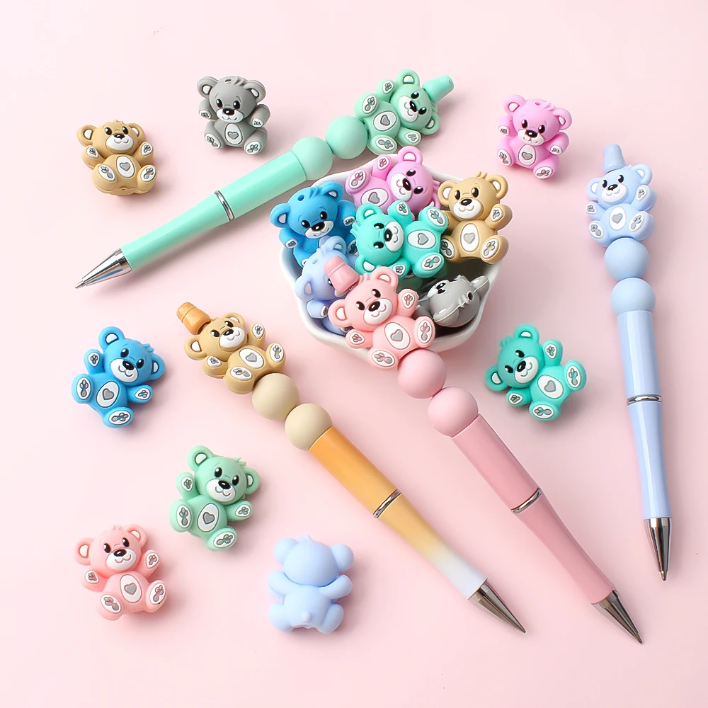 Silicone Beads Pacifier Bear Shape 3D Decor Beads For Jewelry Making DIY Bracelet Keychain Jewellery Accessories Gifts 5/10Pcs silicone beads silicone jewelry accessories
